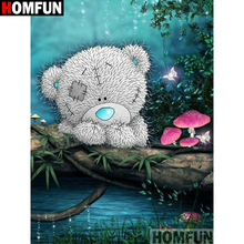 Homfun pintura completa quadrada/redonda 5d diy, pintura de diamante "urso de desenho animado", bordado, ponto cruz, decoração de casa 5d a02184 2024 - compre barato