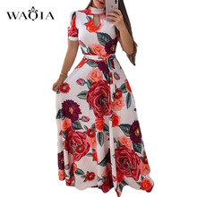 WAQIA Summer Dress Women Plus Size Floral Print Long Maxi Dress Boho Beach Dress Short Sleeve Evening Party Dress Tunic Vestidos 2024 - buy cheap