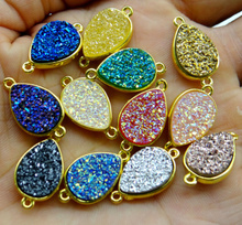 11*20mm Natural crystal quartz Golden rim Teardrop Connector Bracelet pendant for DIY Jewelry Making necklace Accessories10pcs 2024 - compre barato