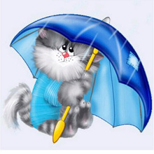 Gato pintado diamante 3D DIY, bordado de diamantes de imitación cuadrados, punto de cruz, paraguas de gato 2024 - compra barato