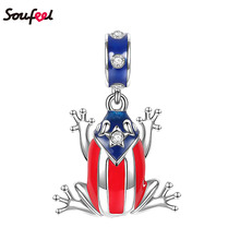SOUFEEL Animal Charm Friends Gift Puerto Rico Coqui Frog Prince Charm Silver for Bracelet Fashion Women Decoration 2024 - buy cheap