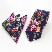 RBOCOTT Purple Floral Tie 6cm Blue Slim Cotton Tie And Handkerchief Set For Men Accessory Fashion Casual Wedding Paisley Necktie 2024 - buy cheap