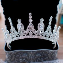 Korean Cubic Zirconia Tiaras Bridal Hair Jewelry Wedding CZ Crowns Brides Queen Princess Tiaras Diadem Bride Zircon Headpiece 2024 - buy cheap