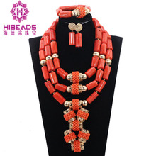 Conjunto de joias de coral feminino, estilo indiano, com miçangas, colar com destaque de coral, para casamento, frete grátis 2024 - compre barato