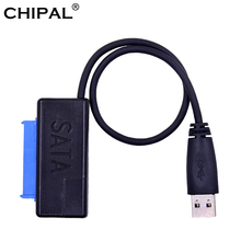 CHIPAL двойной светодиодный 5 Гбит/с USB 3,0 для 22Pin SATA III USB3.0 до 7 + 15 22 штырькового шнура адаптера для 2,5 ''жесткий диск HDD SSD IDE/SATA 2024 - купить недорого