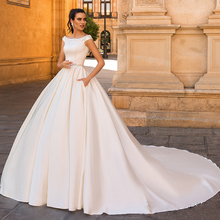 Платье с рукавом-крылышком, на кнопках, с аппликацией, украшенным бусинами и кристаллами, с поясом, белое сатиновое бальное платье, свадебное платье большого размера, Vestido De Noiva 2020 2024 - купить недорого