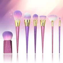 7 unids/set maquillaje cepillo Kit Fundación de polvo de cejas cepillo de sombra de Cristal púrpura maquillaje cepillo conjunto de cepillo del maquillaje 2024 - compra barato
