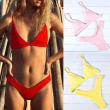 Sexy Women Swimwear Bandage Solid Bikini Set Push-up White Bra Bathing Suit Swimsuit 2024 - buy cheap