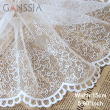 1yrd/lote largura: 15cm lindo design floral bordado marfim renda branca para vestuário vestido de casamento álbum (ss-451) 2024 - compre barato