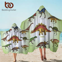 BeddingOutlet Dinosaur Hooded Towel for Kids Jurassic Microfiber Bath Towel With Hood Cartoon Boys Wearable Travel Beach Towel 2024 - buy cheap