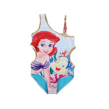 Цельный купальный костюм русалки с рисунком для маленьких девочек, купальный костюм на одно плечо, детская пляжная одежда, купальный костюм 2024 - купить недорого