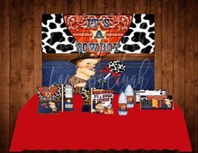 Cowboy Baby Shower Wild West Favors Chipbags Snacks photo backdrop  High quality Computer print party background 2024 - buy cheap