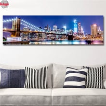 5D DIY Diamond Embroidery City Night New York Brooklyn Bridge Diamond Painting Rhinestone,Cross Stitch,Diamond Mosaic,home Decor 2024 - buy cheap