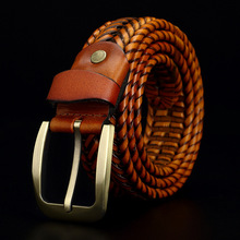 Joyleiseway-Cinturón de cuero genuino para hombre, Correa trenzada para hombre, cinturones de diseñador de moda, faja de lujo de alta calidad para Vaqueros 2024 - compra barato