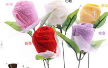 2022 Time-limited New Arrival Weeding Gift Color Microfiber Fabric 20*20cm Rose Flower Towel Cake Valentine's Festivel Wholesale 2024 - buy cheap
