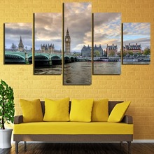 Canvas Wall Art Pictures Frame Kitchen Restaurant Decor 5 Pieces Big Ben London Bridge City Landscape HD Printed Poster Painting 2024 - buy cheap