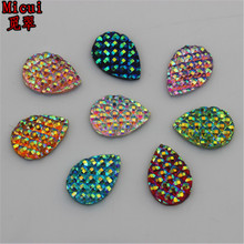 Micui 100PCS 10*14mm AB Color Crystal Resin Drop flatback Resin Rhinestones Stone Beads Scrapbooking Jewelry Accessories ZZ215 2024 - buy cheap