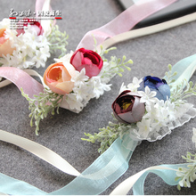 Handmade Wedding Corsages Bride Bridesmaid Hand Wrist Flower Artificial Flower Silk Rose Wedding Prom Party Hand Accessories 2024 - buy cheap