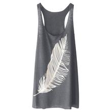 Plus Size Feather Print Casual Summer Sexy Women Vest O-Neck Sleeveless Tank TopTube Top Short Top 2020 2024 - buy cheap
