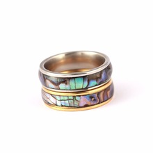 Обручальное кольцо из нержавеющей стали, абалона, ювелирные изделия на безыменный палец 2024 - купить недорого