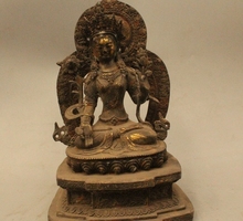 Asiento dorado de bronce para budismo tibetano, 11 pulgadas, 7 ojos, Buda Tara, diosa 2024 - compra barato
