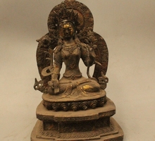 11"Tibet Tibetan Buddhism Bronze Gilt Seat 7 eye White Tara Buddha Goddess Statu 2024 - buy cheap