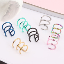16g Stainless Steel 3 Row Cirle Helix Fake Cartilage Clip on Ear Cuff Wrap Earring Non Pierced Earring 2024 - buy cheap