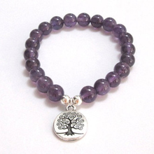 Tree of Life Charm Bracelet Men 8mm Amethysts Beads Beaded Energy OM Bracelet Healing Stone Wrist Mala Jewelry Women 2024 - buy cheap