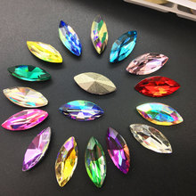 Topstone 7x15mm 9x18 mm Navette K9 Glass Crystal Horse Eye Pointed Back Rhinestones Laser Mix Colors High Quality 2024 - buy cheap