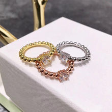 Anillo de marca clásico para mujer, joya de lujo de alta calidad, Color oro rosa y plata, cuentas de pulido, anillo circular con piedra, fiesta de boda 2024 - compra barato