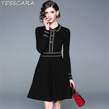 TESSCARA-vestido elegante de oficina para mujer, vestido de fiesta Vintage de alta calidad, color negro, para Otoño e Invierno 2024 - compra barato