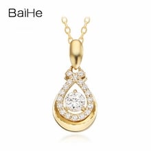 BAIHE Solid 18K Yellow Gold 0.42ct Round H/SI Natural Diamonds Women Wedding Gift Fine Jewelry Gift Simple diamond Necklaces 2024 - buy cheap