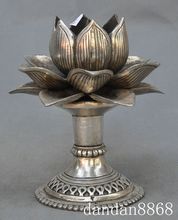 Estatua artesanal de plata, estatua de flor de loto, plateado China antiguo de la suerte, estatua de flor de loto para halloween, mano de Buda 2024 - compra barato