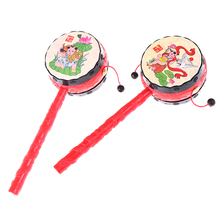 1PCS Baby Kids Cartoon Plastic Chinese Traditional Rattle Drum Spin Fun Toys Hand Bell Music Toys 2024 - buy cheap