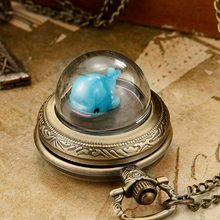 Unique Vintage Cute Dolphin Owl Bear Translucent Pocket Watch Retro Necklace Fob Clock Chain Pendant Men Women Gifts For Kids 2024 - buy cheap