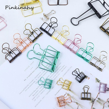 1 pcs Novelty Solid Color Bronze/Black/Purple/Gold/Silver Hollow Out Metal Binder Clips Notes Letter Paper Clip Office Supplies 2024 - buy cheap