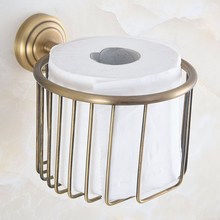 Wall Mounted Antique Brass Toilet Paper Roll Holder Basket Bathroom Accessory aba732 2024 - buy cheap