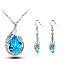 austrian Crystal water jewelry set fashion necklace earrings gift dropshipping brand women wedding bridal hot popular 2024 - buy cheap