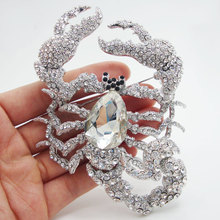 Broche de plata de escorpión, joyería de moda Animal, Pin de cristal brillantes transparentes 2024 - compra barato