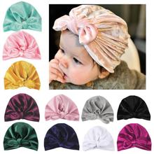 Warm Gold velvet Rabbit Ears Bandanas Hat Turban Headband For Girls Kids Children Hair Head Wrap Headwrap Headwear Accessories 2024 - buy cheap