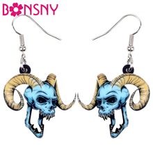 Bonsny Acrylic Halloween Beast Devil Skull Earrings Drop Dangle Novelty Punk Jewelry For Women Girls Teen Party Charms Accessory 2024 - buy cheap