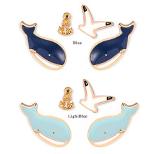 Fashion Design Cute Blue Whale Stud Earring For Women Girls Fish Whale Seagull Anchor Ear Jewelry Gifts 4 pieces 2024 - buy cheap