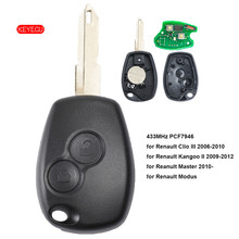 Keyecu 2 Botão do Controle Remoto Key Fob 433 mhz PCF7946 Chip para Renault Clio Kangoo Modus 2024 - compre barato