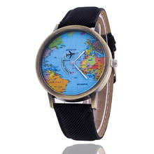 Часы Timezone #301 Mini World Fashion, кварцевые мужские и женские часы унисекс с картой самолета, для путешествий по всему миру, кожаные Наручные часы под платье 2024 - купить недорого