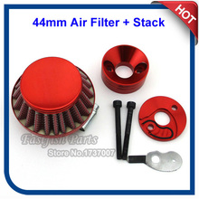 Filtro de aire de carrera de 44mm adaptador de aluminio y Rojo Kit de pila Vstack para 23cc 33cc 43cc 49cc Goped Stand Up Gas Scooter motocicleta 2024 - compra barato