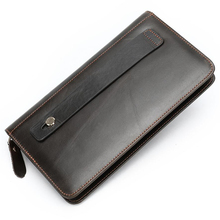 Man High Quality Vintage Genuine Leather Soft Wallet Zipper Card Purse Practical Wallet Long Wallets 2024 - buy cheap