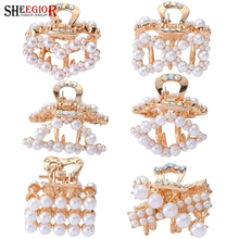 Lovely Pearl Hair Claws Hair Accessories Women Golden Square Triangle Heart Bow Hairpins Fashion Girl's Bride Hair Jewelry Gifts 2024 - buy cheap