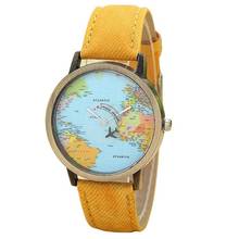 Timezone #401 Fashion Global Travel By Plane Map Men Women Watches Casual Denim Quartz Watch Casual Sports Watches 2024 - buy cheap
