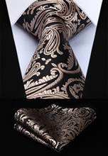 TP833Z8S Brown Paisley 3.4" Silk Tie Pocket Square Party Wedding Handkerchief Set Woven Classic Men Tie Necktie 2024 - buy cheap