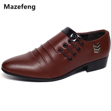 Новинка 2019, Весенняя Мужская Свадебная обувь Mazefeng, деловые классические туфли с острым носком, кожаные дышащие мужские повседневные туфли на плоской подошве 2024 - купить недорого